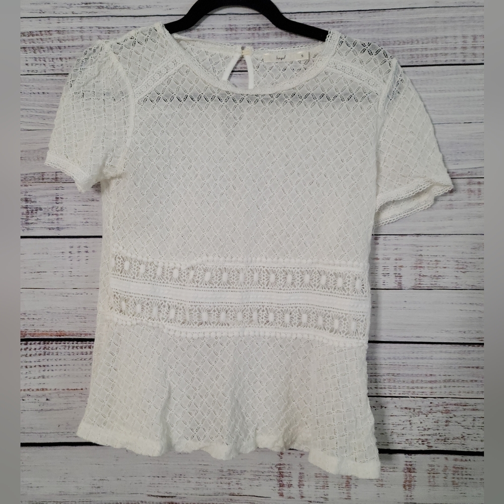 Hazel S Lace Peplum Top